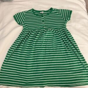 Hanna Andersson Green & White Striped Short Sleeve Dress great condition